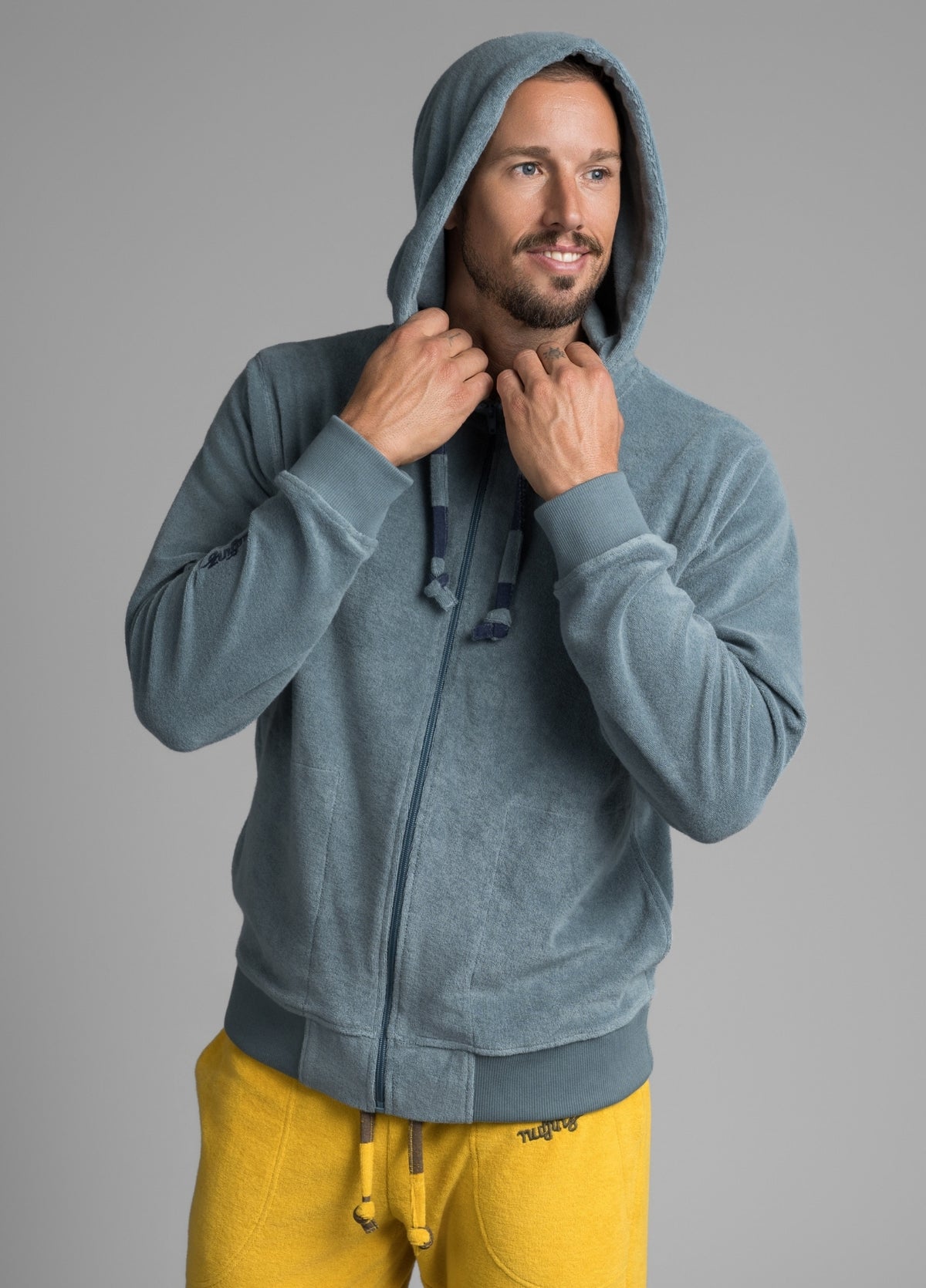 MIRAGE BLUE TOWEL ZIP HOODIE