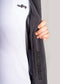 man wearing nuffinz towel jacket ebony grey freeyourballs print